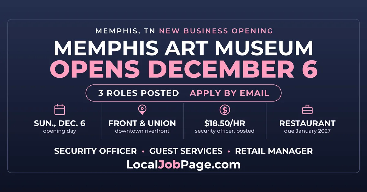 Memphis Art Museum Opens December 6: The Jobs Posted Now