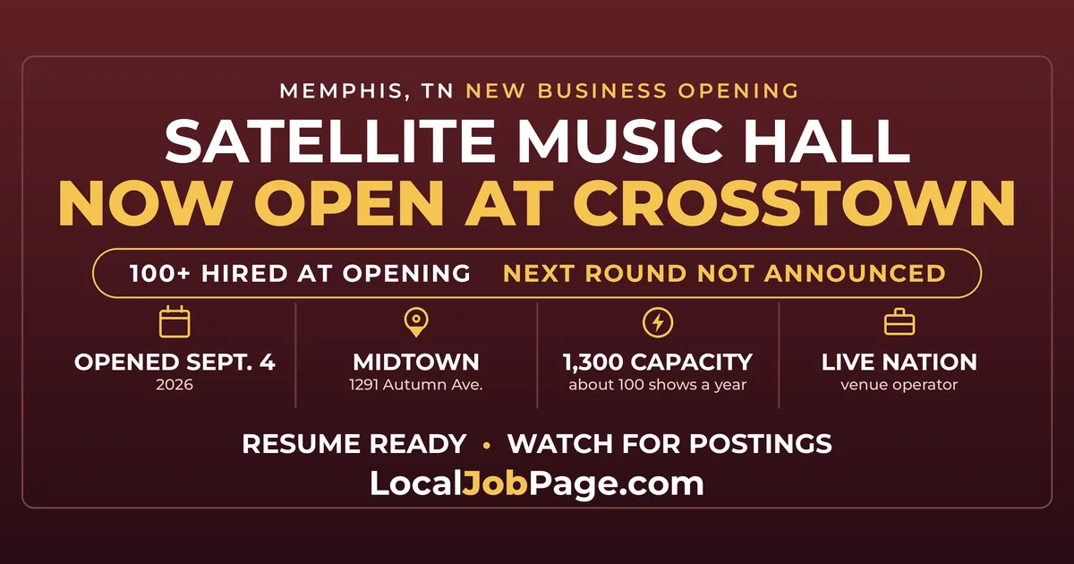 Satellite Music Hall Opens at Crosstown: What It Means for Memphis Venue Jobs
